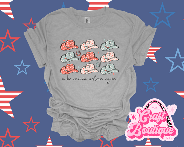 Make American Western Again Printed T-Shirt - Heathered Light Gray