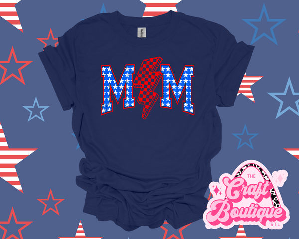 Patriotic Mom Printed T-Shirt - Navy Blue