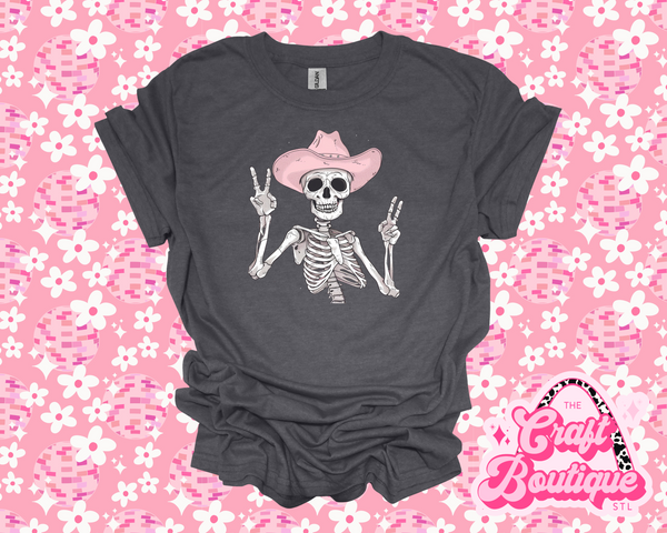 Peace Love & Cowgirl Skeletons Printed Tee