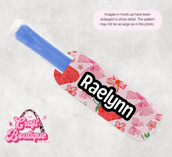 Girly Bows & Strawberries Popsicle Koozie