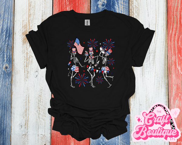 Celebration Skeletons Printed Tee - Black