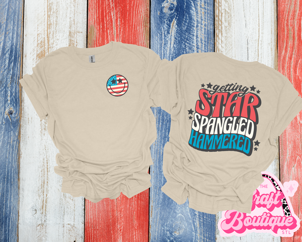 Star Spangled Hammered Printed Tee - Khaki