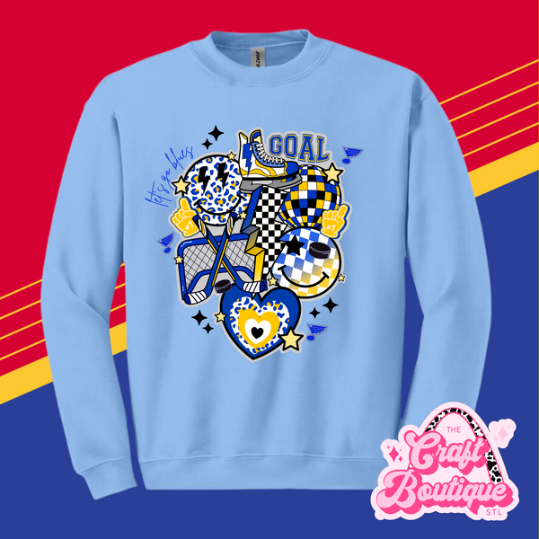 STL Hockey Retro Hockey Collage Printed Sweatshirt