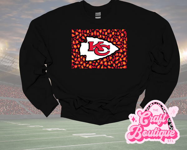 Red/Yellow Leopard KC Printed Sweatshirt - Black