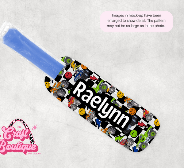 Monster Truck Checkers Popsicle Koozie