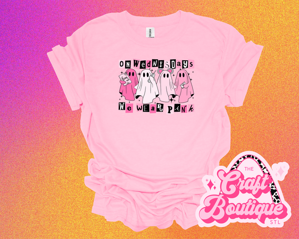 On Wednesdays We Wear Pink Ghost Printed Tee - Light Pink