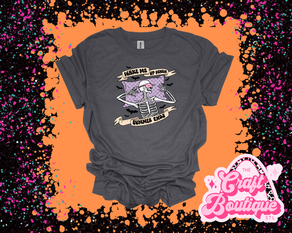 Wake Me Up When Summer Ends Printed Tee - Heather Dark Gray