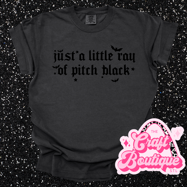 COMFORT COLORS Just a Little Ray of Pitch Black Printed Tee - Pepper Gray