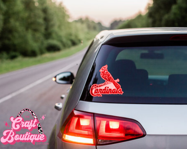 Red/Red STL Baseball Faux Sequin Vinyl Decal