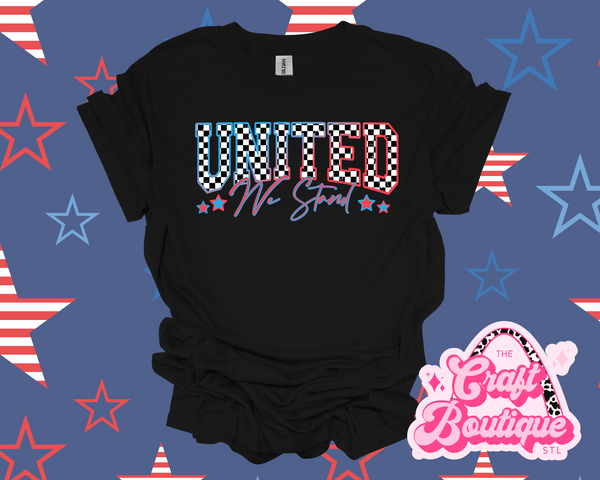 Checkered United We Stand Printed Tee - Black