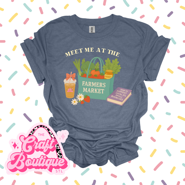 Meet Me at the Farmer's Market Printed Tee - Heather Navy