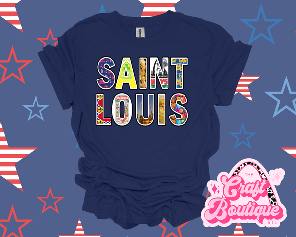 Saint Louis Treasures Printed Tee - Navy Blue