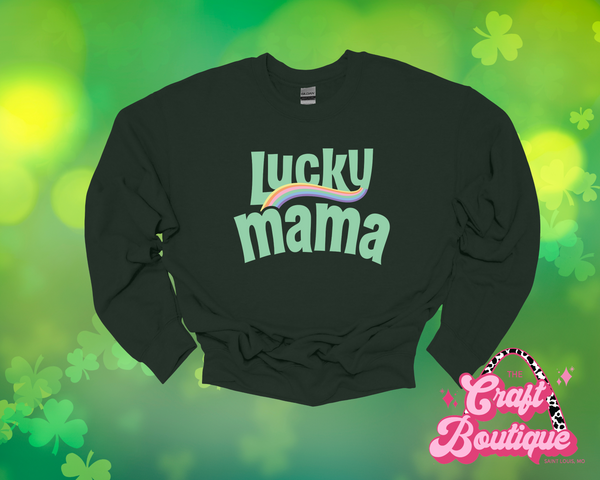 Mint Lucky Mama Printed Sweatshirt - Forest