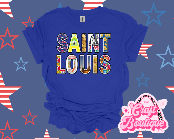Saint Louis Treasures Printed Tee - Royal Blue