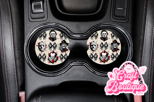 Horror Guys & Bows Car Coaster Set