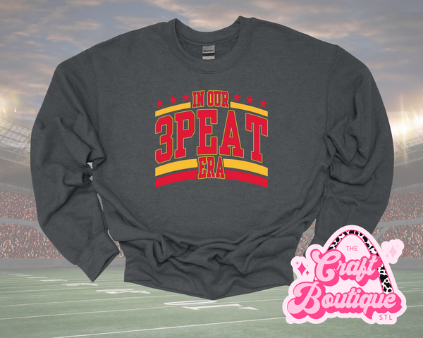 In Our 3Peat Era Printed Sweatshirt - Dark Heathered Gray