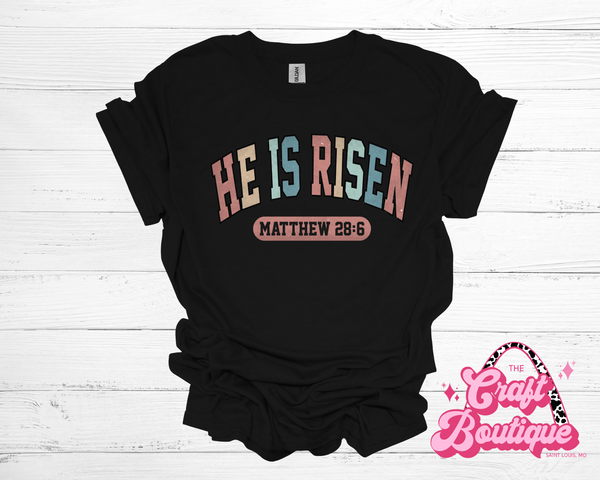 Muted He is Risen Printed Tee - Black