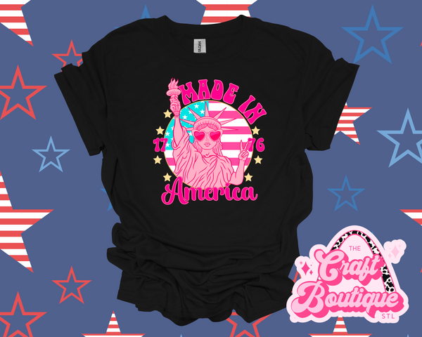 Pink & Preppy Made in America Printed T-Shirt - Black