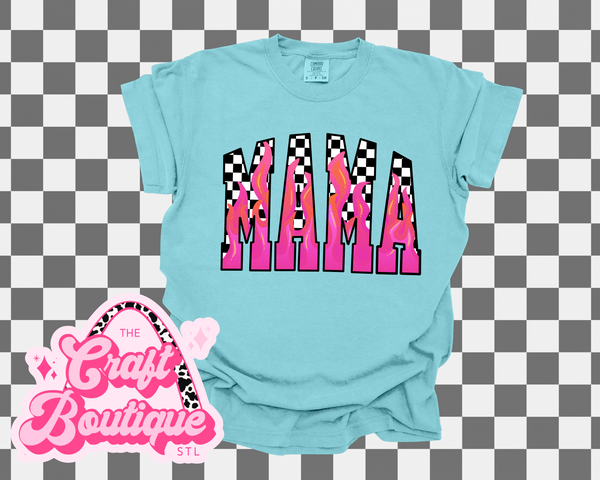 COMFORT COLORS Hot Mama Checkered Printed Tee - Chalky Mint