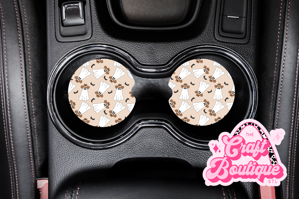Western Ghosts & Bats Car Coaster Set