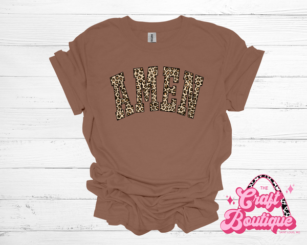 Leopard Print AMEN Printed Tee - Chocolate