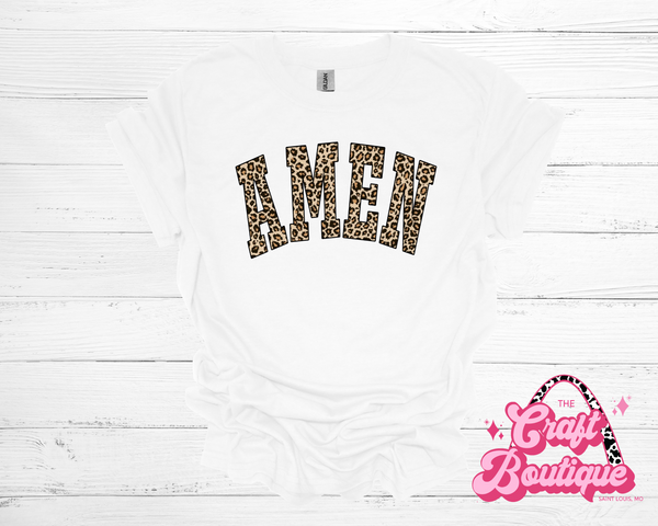Leopard Print AMEN Printed Tee - White