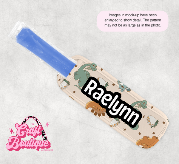 Beige Cute Dinosaur Popsicle Koozie