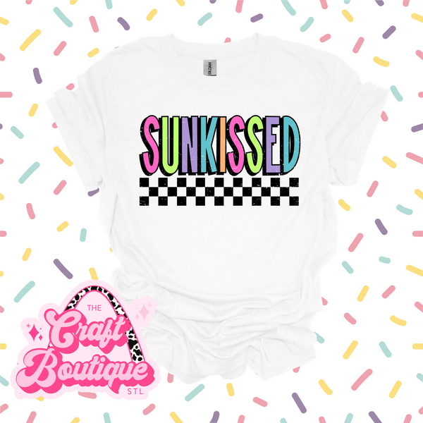 Sunkissed Neon/Checker Printed Tee - White