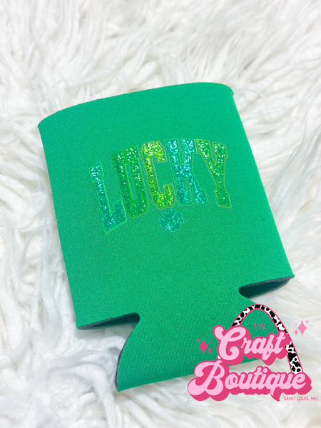 Faux Sequin Lucky SPD Koozie - Green