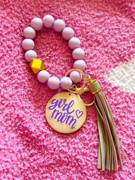 Lavender Girl Mom Silicone Bead Wristlet