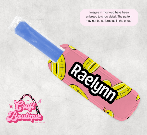 Pink Rubber Ducky Floaty Popsicle Koozie