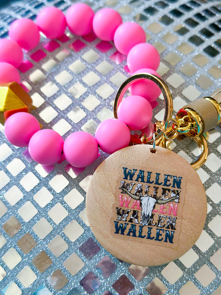 Pink Wallen Western Silicone Bead Wristlet