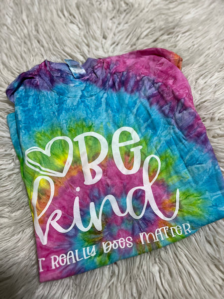 M be kind tshirt - rainbow tie dye