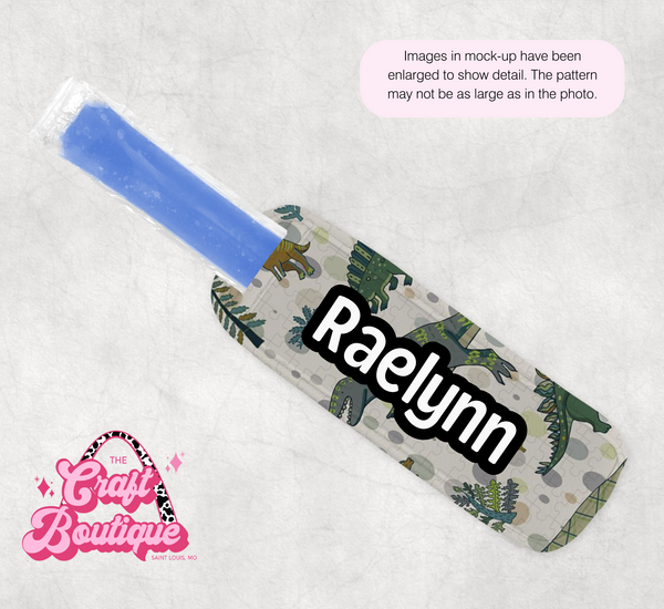 Green Dinosaur Puzzle Popsicle Koozie