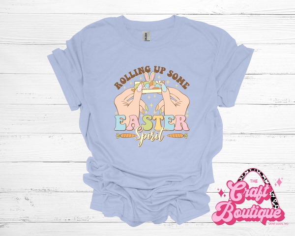 Rollin Up Some Easter Spirit Printed Tee - Light Blue