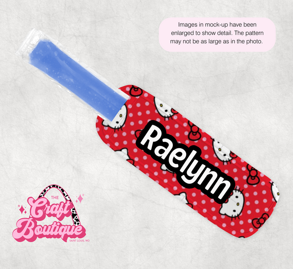 Red Polka Dot Pink Kitty Popsicle Koozie