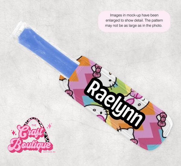 Rainbow Chevron Kitty Popsicle Koozie