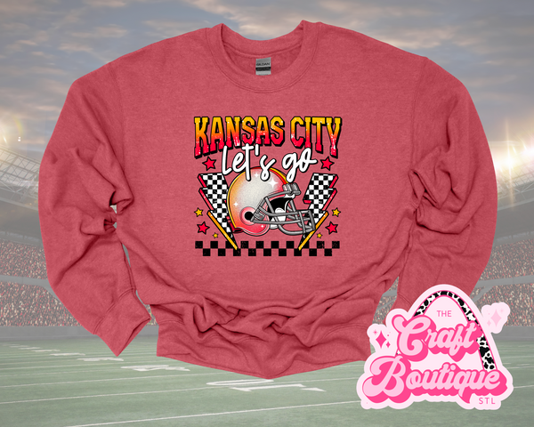 Let's Go Kansas City Retro Printed Sweatshirt - Vintage Red