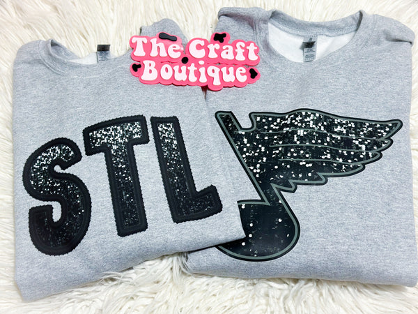 Gray & Black Faux Sequin STL Sweatshirt Clearance
