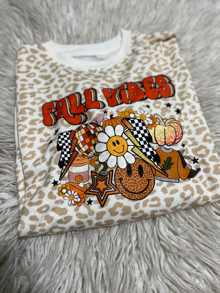 S fall vibes collage sweatshirt - creamy leopard