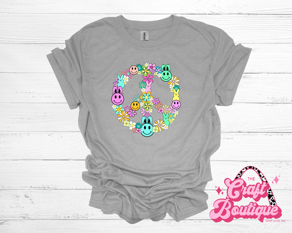 Easter Peace Printed Tee - Heathered Light Gray