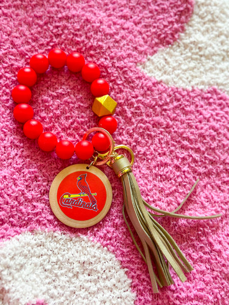 Red Cardinals Baseball Silicone Bead Wristlet