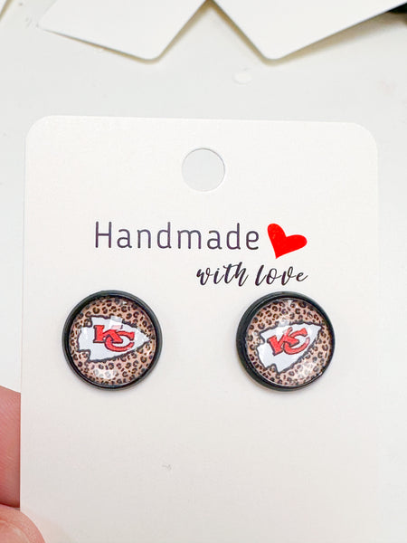 Brown Leopard KC Arrowhead Stud Earrings