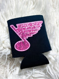 Pink on Black Blues Koozie