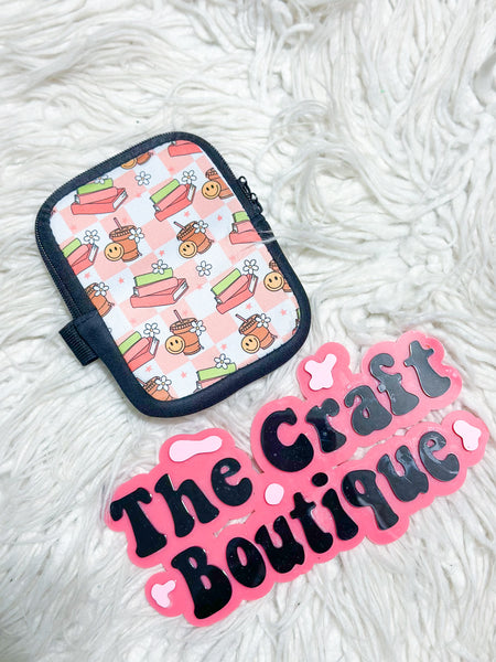 Checkered Iced Coffee & Books Tumbler Wallet