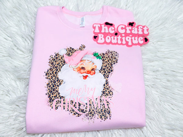 Merry Christmas Leopard Vintage Santa