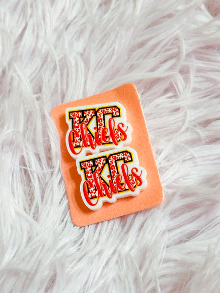 Leopard KC Monogram Stud Earrings