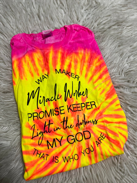 XL waymaker tshirt - neon tie dye