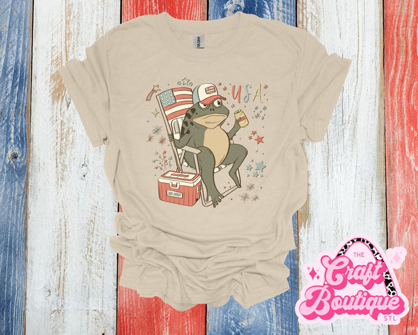 Tailgating 4OJ Froggy Printed Tee - Khaki