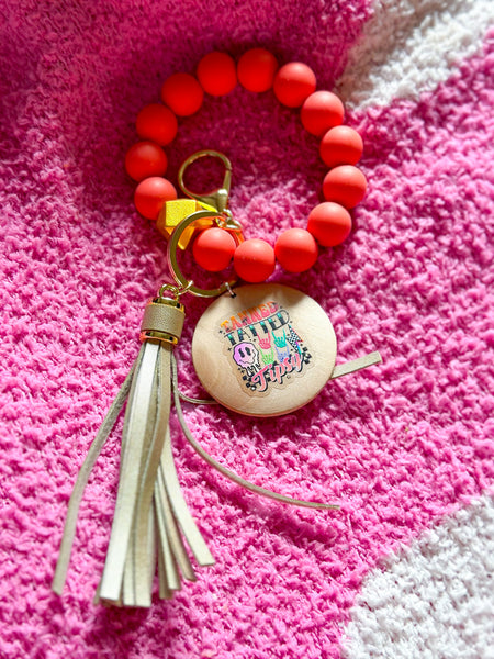 Coral Tanned, Tatted and Tipsy Silicone Bead Wristlet